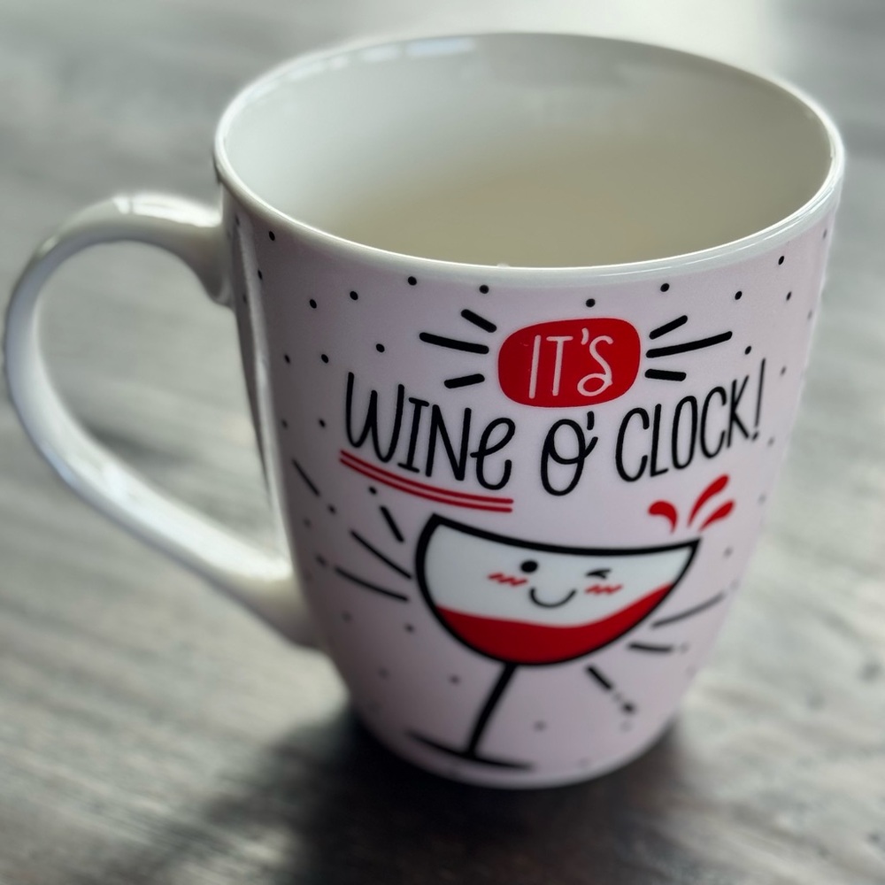 “It’s Wine O’Clock” 18 oz Coffee Mug – Pink Light Studio